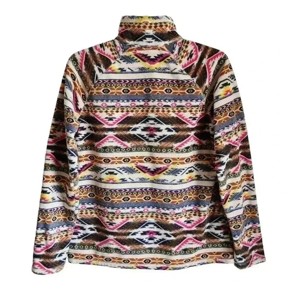 Eddie Bauer Women’s M Southwest Fleece Pullover Quarter Zip Brown Pink Blue - Picture 8 of 11